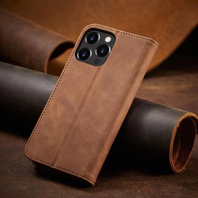 10. Magnet Fancy Case Case für iPhone 13 Pro Max Tasche Brieftasche Kartenhalter Braun