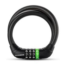 Rockbros 87632 Fahrradschloss mit Zahlencode, Stahlkabel, 115 cm – schwarz