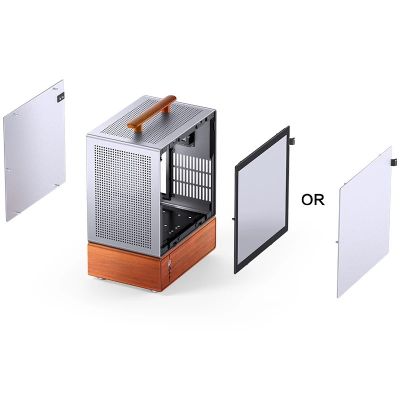 2. Jonsbo T7 PC-Gehäuse, Midi-Tower, mATX, gehärtetes Glas – Silber