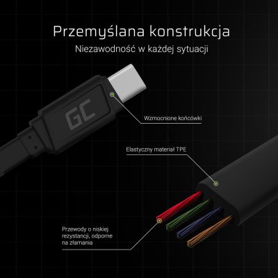 3. GREEN CELL USB - USB-C-KABEL 25 CM SCHNELLLADUNG 3.0