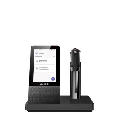 6. Yealink WH67 UC Kabelloses Headset mit Ohrbügel, Kopfbügel und Nackenbügel, inklusive Bluetooth-Ladestation für Büro/Callcenter, Schwarz