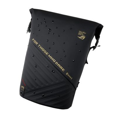 21. ASUS ROG SLASH Backpack Edition 20 Roll-Up Rucksack Schwarz Polyester, gewachstes Leder (zum Hochziehen)