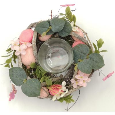 2. Dekorativer rosa Kerzenhalter, 16 cm, für Teelichter