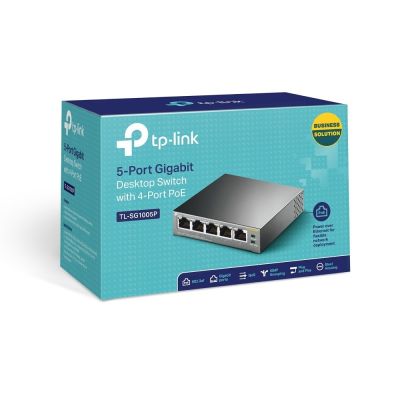5. TP-Link TL-SG1005P Unmanaged Gigabit Ethernet (10/100/1000) PoE-fähig, Schwarz