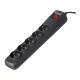 Activejet Überspannungsschutzsteckdose mit 5-poligem/1,5-poligem Stecker (10 A; 2300 W), 1,5 m, schwarz