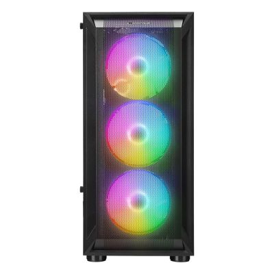 2. RAMPAGE PC-Gehäuse mit Seitenfenster SHIVA, 4x 120-mm-Rainbow-Lüfter, Schwarz