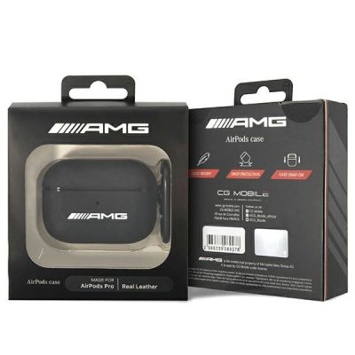 3. AMG Ledertasche mit großem Logo für AirPods Pro – Schwarz