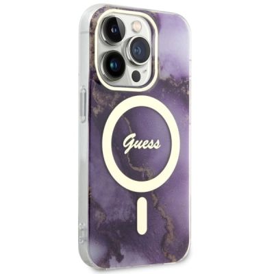 4. Guess GUHMP14LHTMRSU iPhone 14 Pro 6.1" lila/lila Hardcase Golden Marble MagSafe