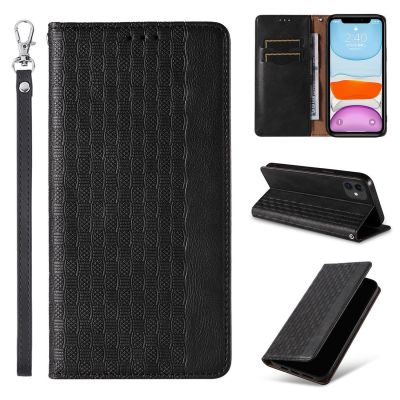 8. Magnet Strap Case für iPhone 12 Tasche Wallet + Mini Lanyard Pendant Schwarz
