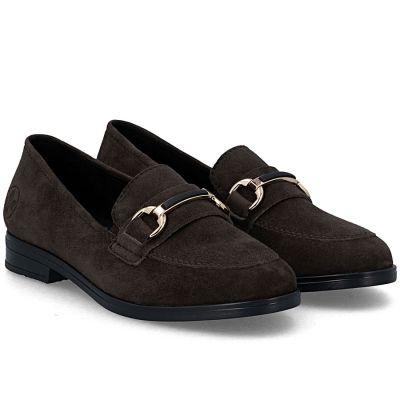 4. Braune Damen-Loafer aus Wildleder, Modell Rieker 46262-25