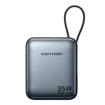 3. Vention 10000mAh 35W PD Powerbank mit integriertem USB-C-Kabel, Grau
