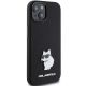 4. Karl Lagerfeld Choupette Metal Pin-Hülle aus Silikon für iPhone 15 Plus / 14 Plus – Schwarz