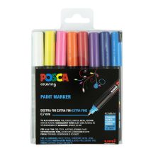 POSCA uni PC-1MR, 16 Marker mit Rundspitze in Schwarz, Blau, Gold, Grün, Orange, Pink, Rot, Silber, Lila, Weiß und Gelb