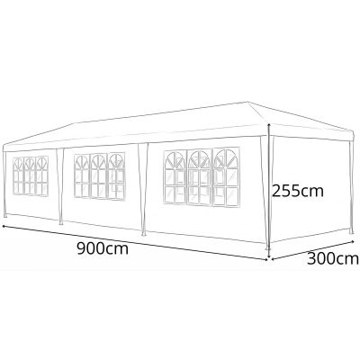 4. PE Garten-Cateringzelt-Pavillon 9x3M + 8 Wände Marineblau