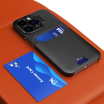 5. Leder Stand Case Hülle für iPhone 14 Pro Cover Card Wallet mit Ständer schwarz