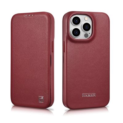 28. iCarer CE Premium Leather Folio Case iPhone 14 Pro Magnetic Flip Leather Folio Case MagSafe Red (WMI14220714-RD)