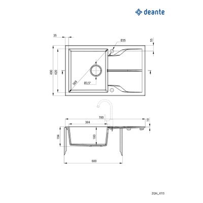 2. Deante Andante ZQNT113 Granitspüle 78x49 cm
