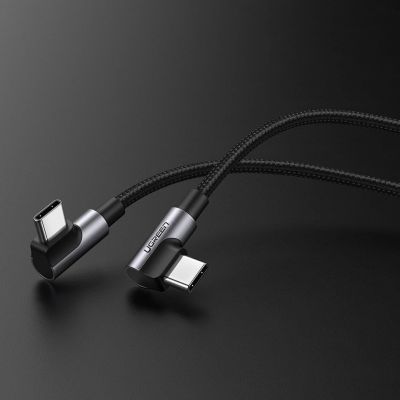2. Ugreen US323 abgewinkeltes USB-C – USB-C PD QC SCP 3A 480 Mbit/s Kabel 1 m – Grau
