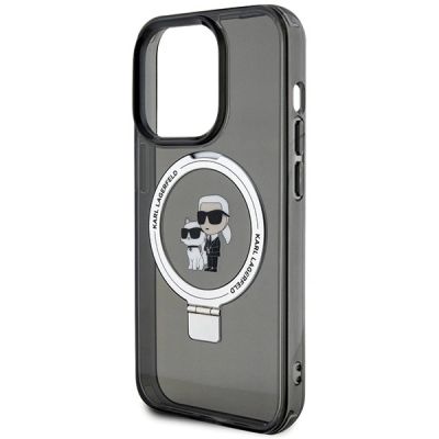 6. Karl Lagerfeld KLHMP15LHMRSKCK iPhone 15 Pro 6,1" schwarz/schwarz Hardcase Ringständer Karl&Choupette MagSafe
