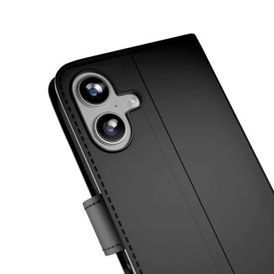 6. Puro Wallet Stand Case für iPhone 17 aus Öko-Leder, mit Klappe, Brieftaschen- und Standfunktion - Schwarz