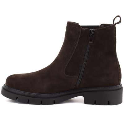 3. Damen-Ankle-Boots aus Leder, Wildleder, Schokoladenbraun, Sergio Leone BT-01-S