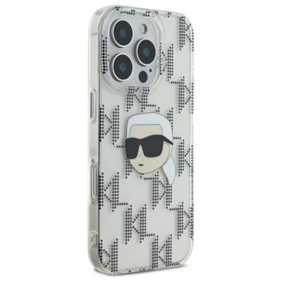 4. Karl Lagerfeld IML Karl Head galvanisierte Hülle für iPhone 16 Pro - Transparent