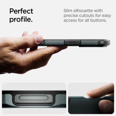 12. Spigen Tough Armor MagSafe Hülle mit Ständer für iPhone 16 Pro – Grün