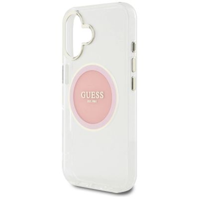 6. Guess IML Metal Colored Circle Classic Logo MagSafe iPhone 16 Hülle - Rosa