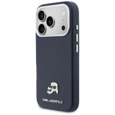 2. Karl Lagerfeld Karl & Choupette Head Pins Saffiano MagSafe Hülle für iPhone 17 Pro Max - Blau