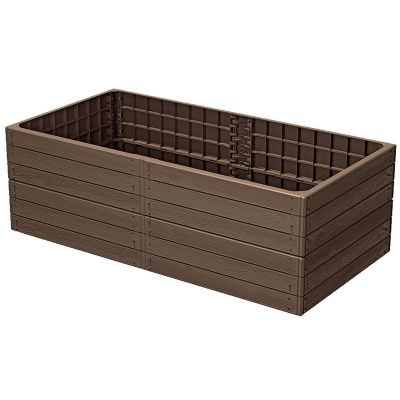 2. Gartenblumenbeet-Einfassung aus Holz, 149 x 75 cm, rustikaler Ziegelstein