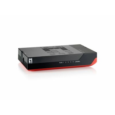 2. LevelOne GSW-0507 Netzwerk-Switch, unmanaged Gigabit Ethernet (10/100/1000), Schwarz, Rot