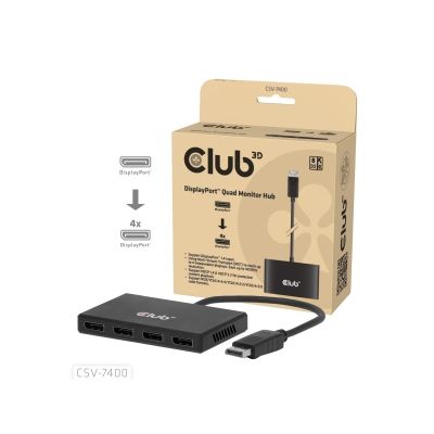9. USB Club Hub 3D MST (Multi Stream Transport) DisplayPort 1.4 auf 4x DisplayPort, vier Monitore, 4x 4K30Hz, 8K30Hz