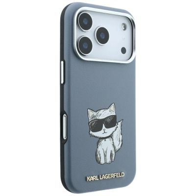 4. Karl Lagerfeld Smooth Choupette Sketch MagSafe Hülle für iPhone 18 Pro Max / 17 Pro Max – Hellblau