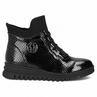2. Schwarze Damen-Lacklederstiefeletten Filippo DBT8075