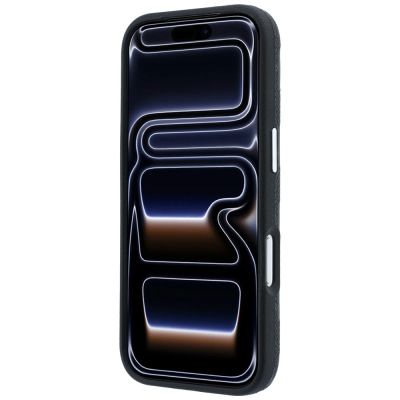 5. Karl Lagerfeld MagSafe Hülle mit Logo aus genarbtem Monoharz für iPhone 17 Pro / 18 Pro – Schwarz