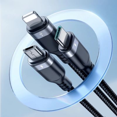 8. Joyroom Multi-Use Series S-A18 3in1 USB-A – Lightning /USB-C/Micro-USB-Kabel 0,3 m – Schwarz