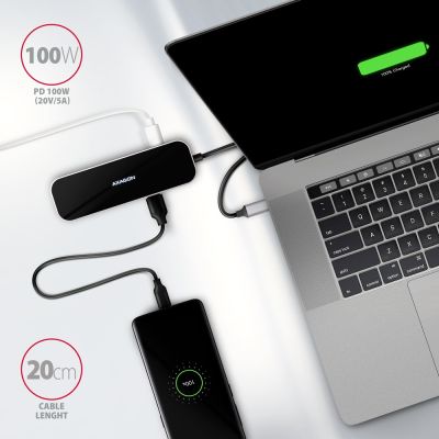 4. Axagon HMC-6H4A Kabelgebundene Dockingstation USB 3.2 Gen 1 (3.1 Gen 1) Typ-C Schwarz, Grau