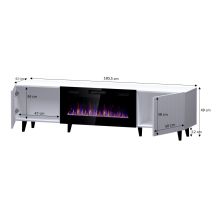 PAFOS EF TV-Schrank mit Elektrokamin 180x42x49 schwarz matt