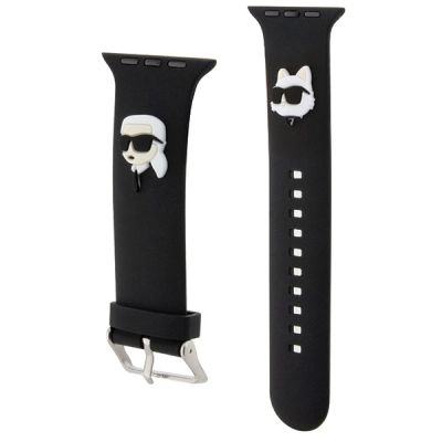 3. Karl Lagerfeld 3D Rubber Karl&Choupette Heads Armband für Apple Watch 38/40/41 mm – Schwarz