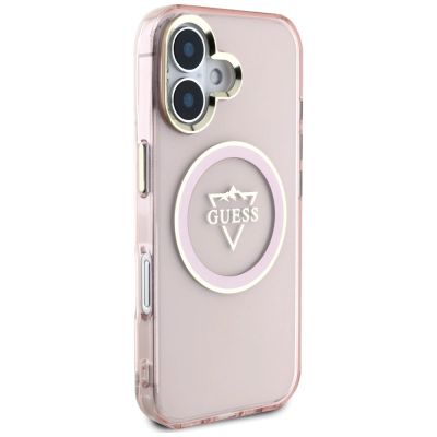 4. Guess IML Metal Mountain Logo MagSafe iPhone 16 Hülle - Rosa