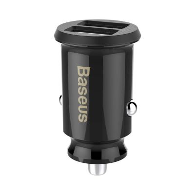 Baseus Grain Autoladegerät CCALL-ML01 Mini-Ladegerät 2x USB-A 3,1A - Schwarz