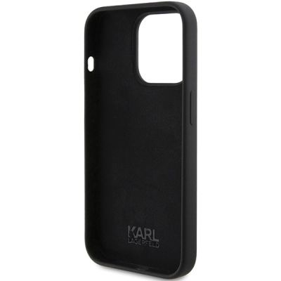 7. Karl Lagerfeld Silikon Karl Script Hülle für iPhone 15 Pro – Schwarz