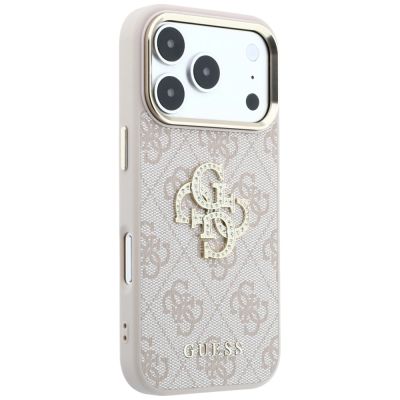 4. Guess 4G & Big Strass Logo Hülle für iPhone 17 Pro / 18 Pro - Pink