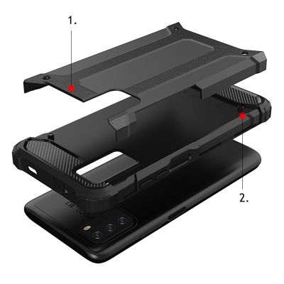 3. Hybrid Armor robuste TPU/PC Panzer Handyhülle Hard Case für Xiaomi Redmi Note 10 5G / Poco M3 Pro golden