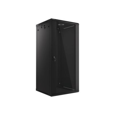 Lanberg WF01-6627-10B einteiliger Schrank (27 HE; 1300 mm / 600 mm / 600 mm; Wandmontage; Glas; 19 Zoll; schwarz)
