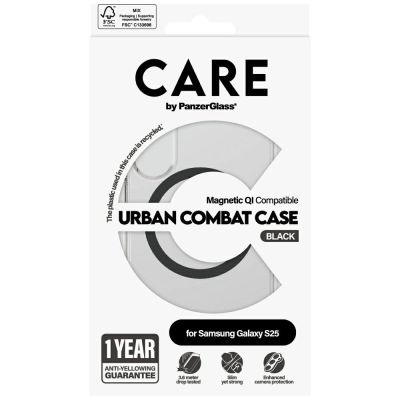 4. CARE by PanzerGlass Flagship Urban Combat Black QI-Hülle für Samsung Galaxy S25 - Transparent