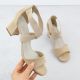 Damen-Sandalen zum Hineinschlüpfen mit Blockabsatz, beige, Filippo DS6920