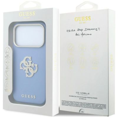 8. Guess Smooth & Big Strass Logo Hülle für iPhone 18 Pro / 17 Pro - Blau