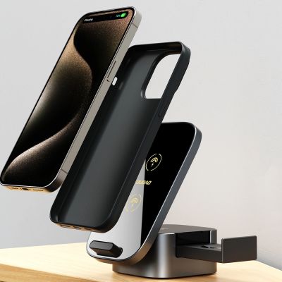 7. Dudao A11Pro+ induktives Ladegerät 15W 3in1 für Telefon / Smartwatch / Kopfhörer - Schwarz