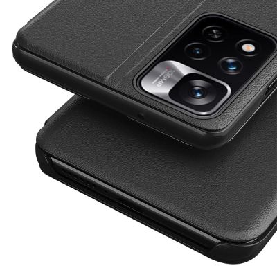 6. Eco Leather View Case elegante Hülle mit Flip Cover und Standfunktion Xiaomi Redmi Note 11 Pro+ 5G (China) / 11 Pro 5G (China) / Mi11i HyperCharge / Poco X4 NFC 5G schwarz